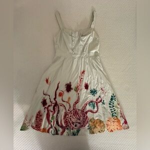 Anthropologie White Dress with Multicolor Floral Design